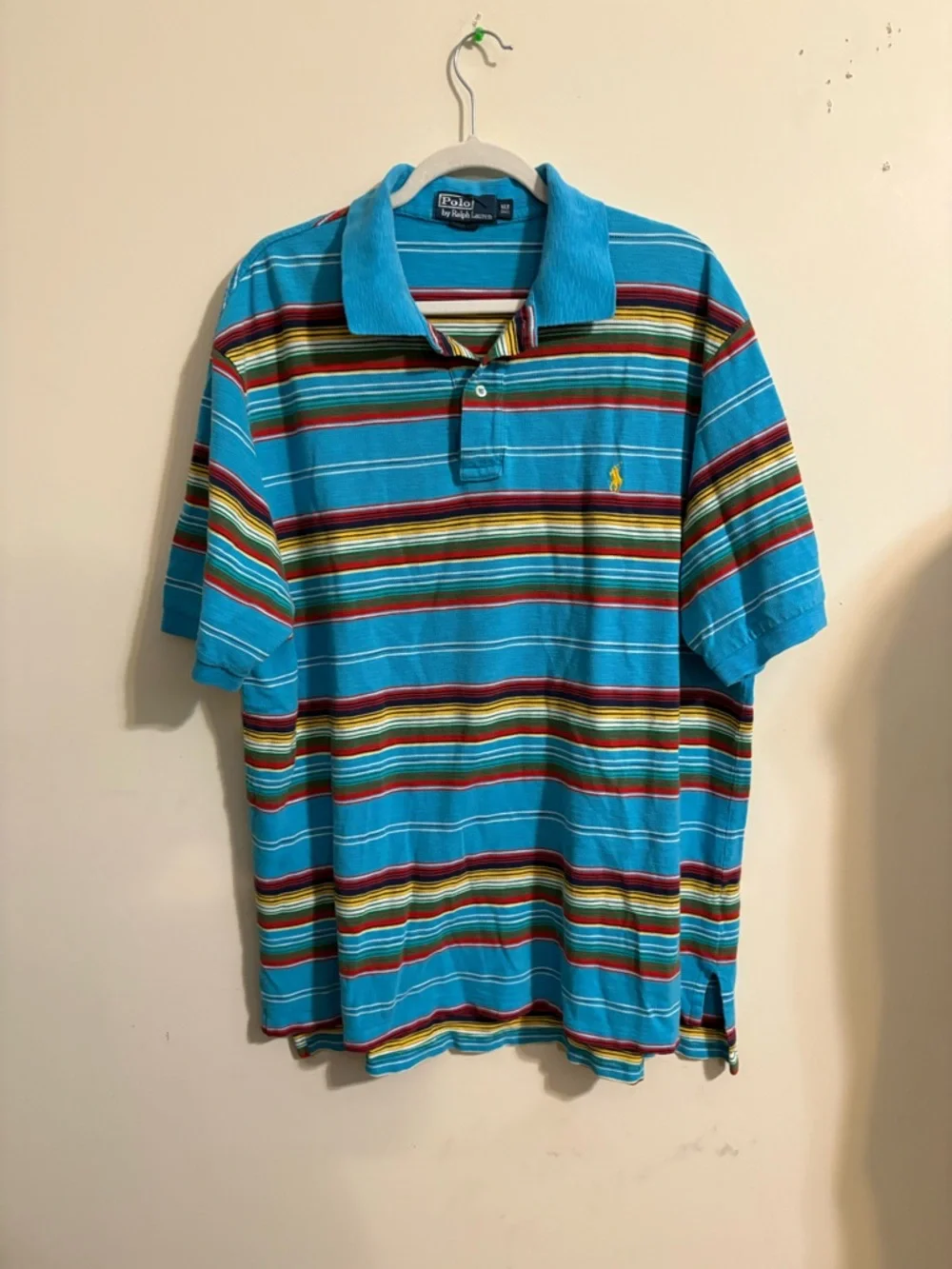 Polo Ralph Lauren Mens XL tall Vintage Multicolor Stripe‎ Knit Pullover polo